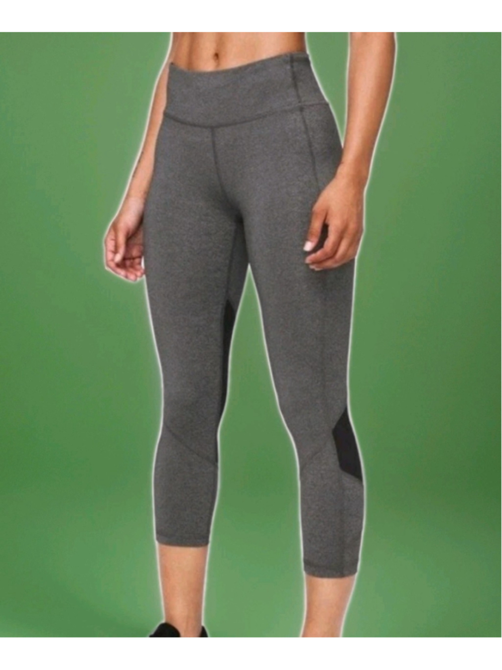 LULULEMON-Pace Rival-Mid-Rise Crop 22” Gray Heather Black Sz 8